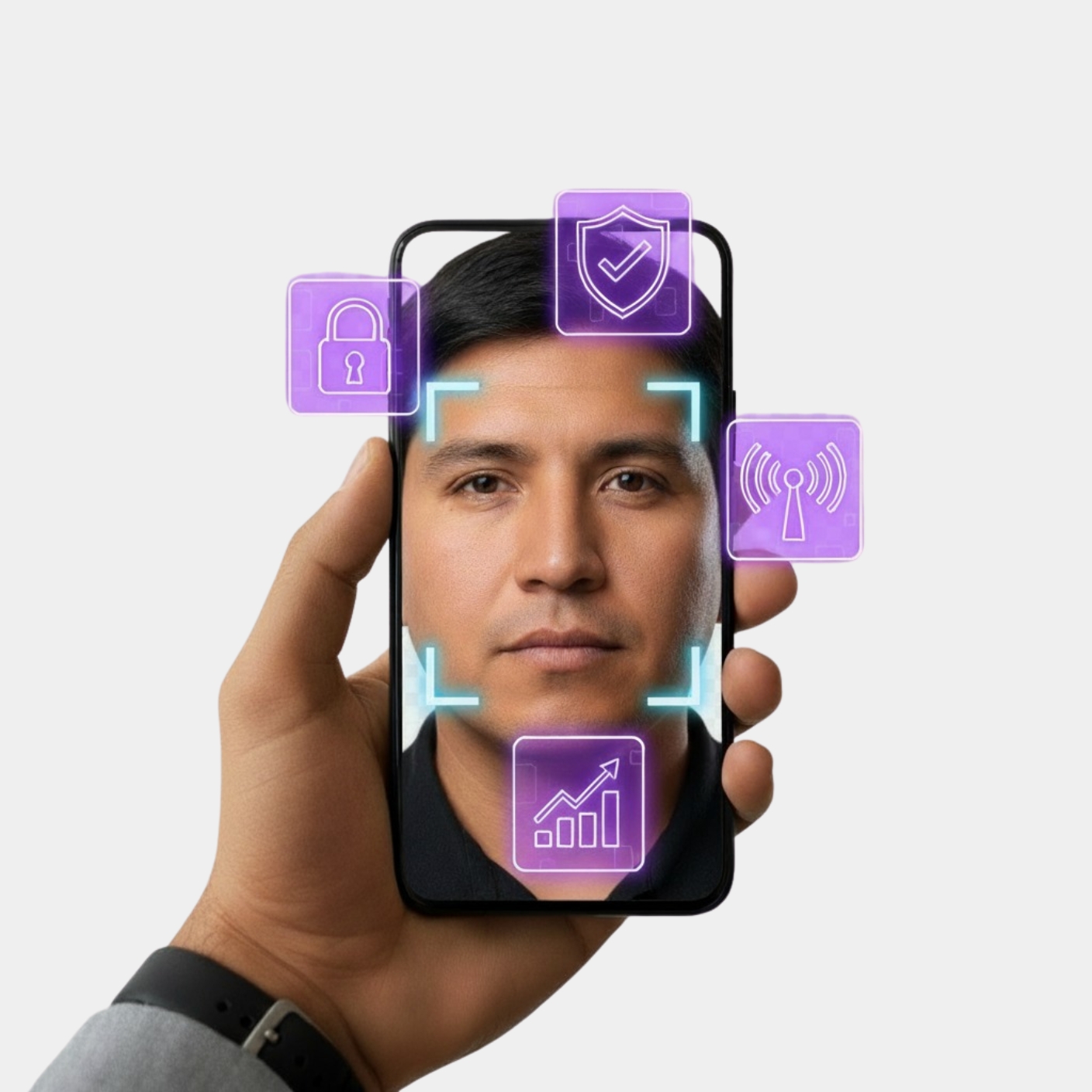 Teléfono con protección biométrica